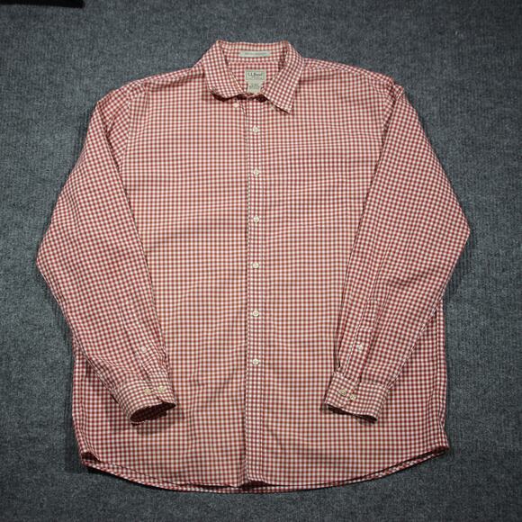 Vintage LL Bean Button Down Shirt Mens XL Red Buffalo Check Plaid Wrinkle Res - Picture 3 of 6